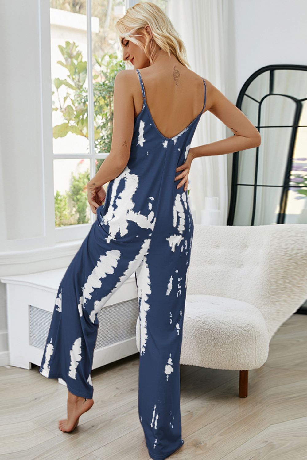 Tie-Dye Spaghetti Strap Jumpsuit with Pockets - ThingsWeUseAndLove 