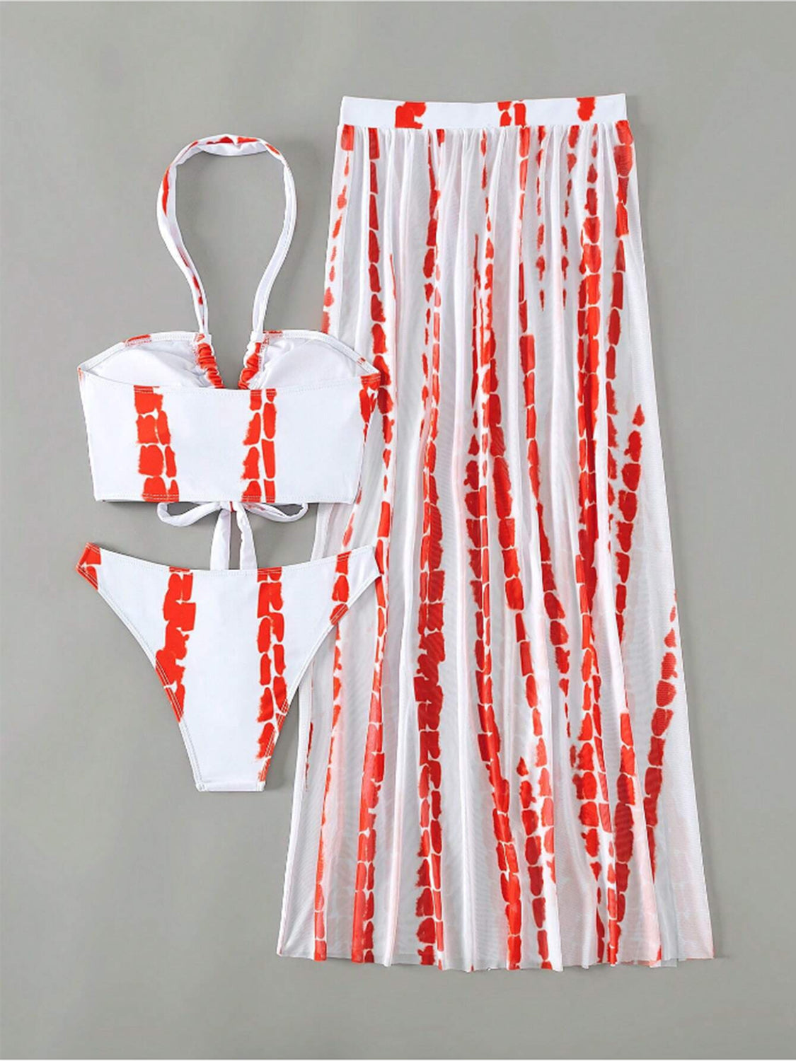 Printed Halter Neck Three-Piece Swim Set - ThingsWeUseAndLove 