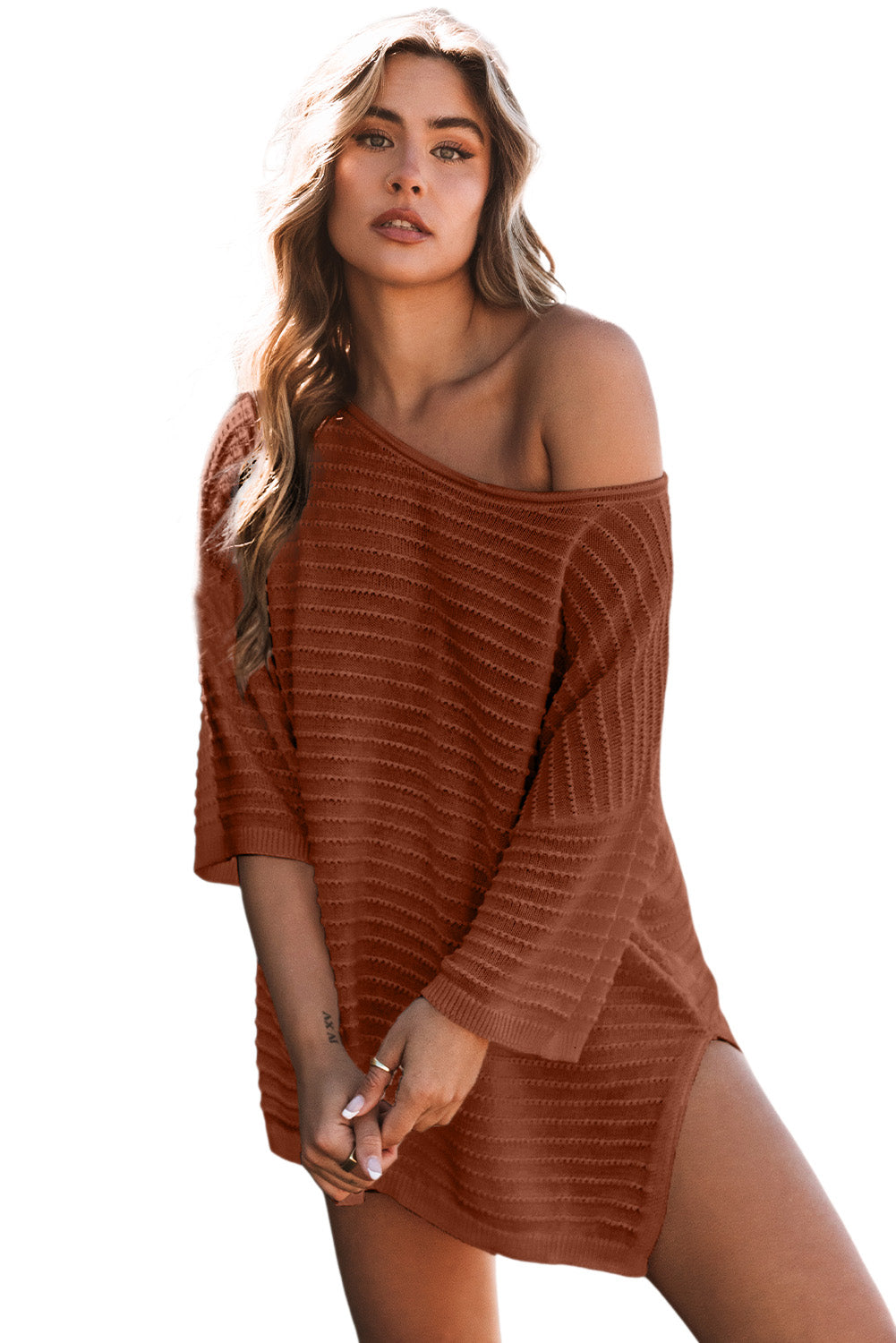 Casual Solid Rib-Knit Short Sleeve Top - ThingsWeUseAndLove 