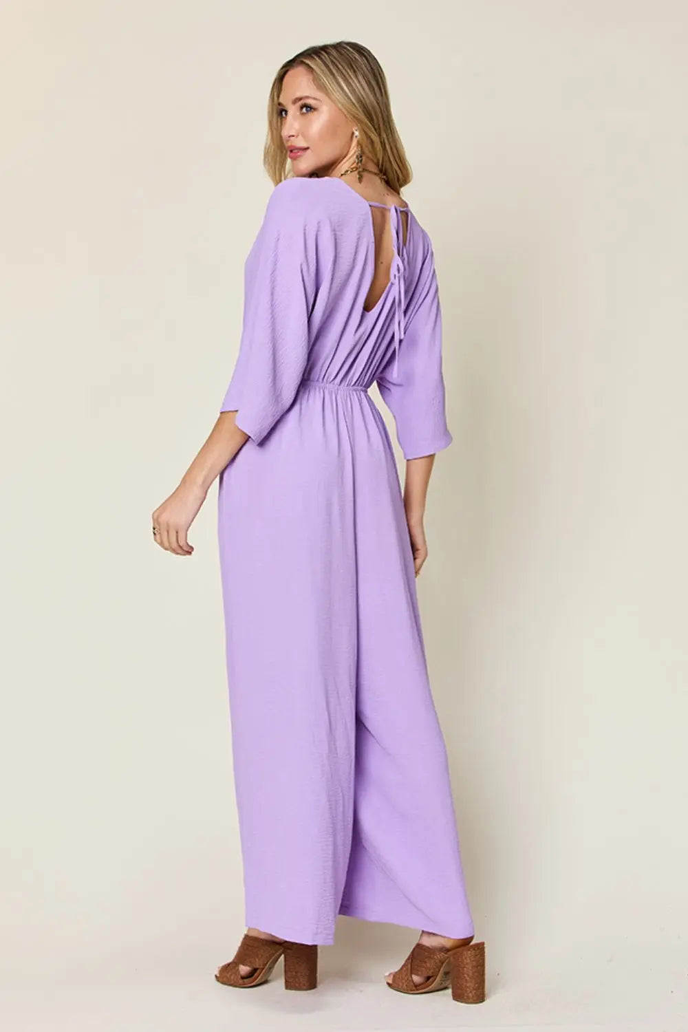 Size Inclusive Surplice Wide Leg Jumpsuit with Pockets - ThingsWeUseAndLove 