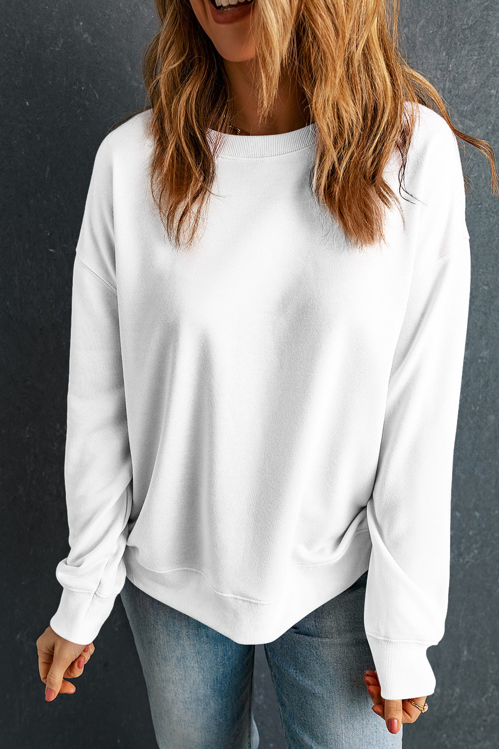 Irha Dropped Shoulder Round Neck  Sweatshirt - ThingsWeUseAndLove 