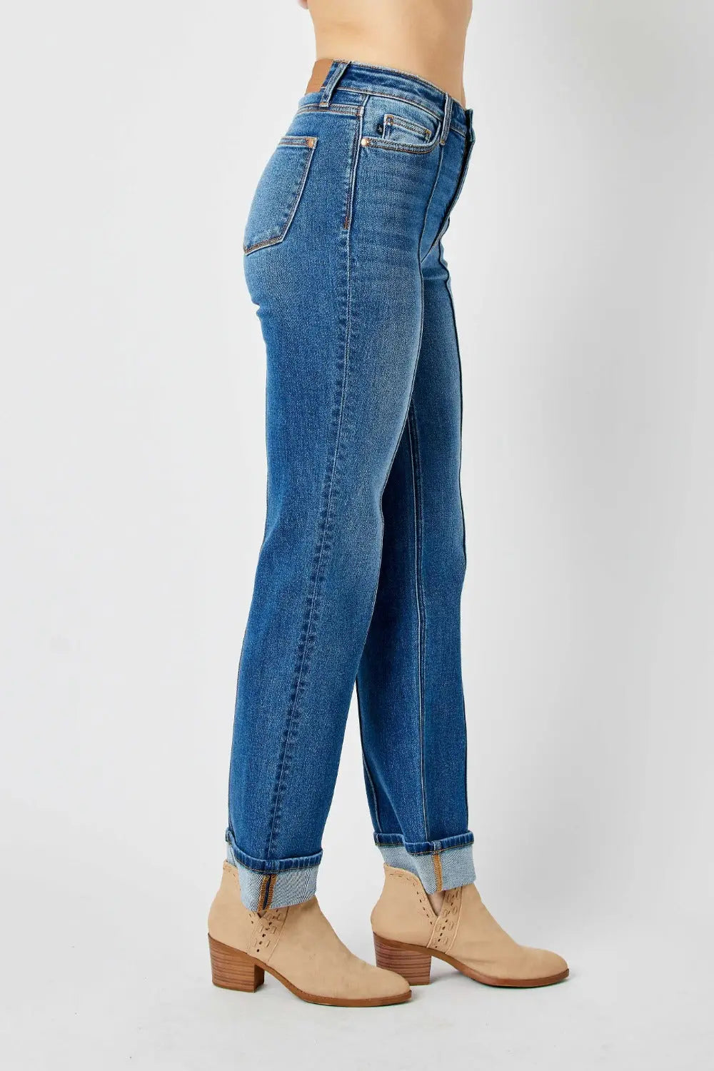 Tara Size Inclusive High Waist Front Seam Detail Straight Jeans - ThingsWeUseAndLove 