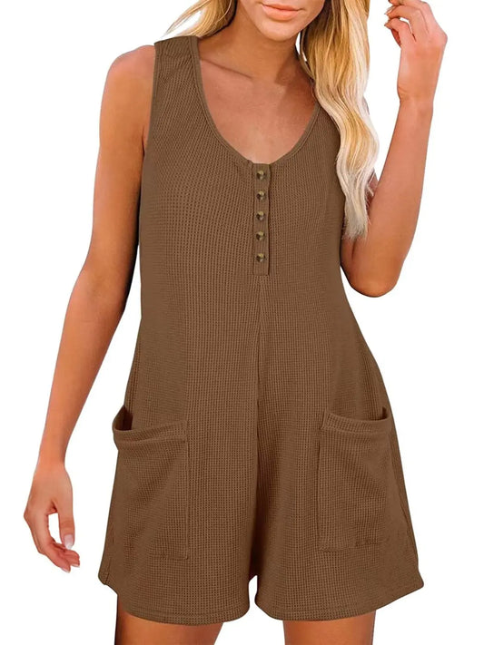 Size Inclusive Pocketed Scoop Neck Sleeveless Romper - ThingsWeUseAndLove 