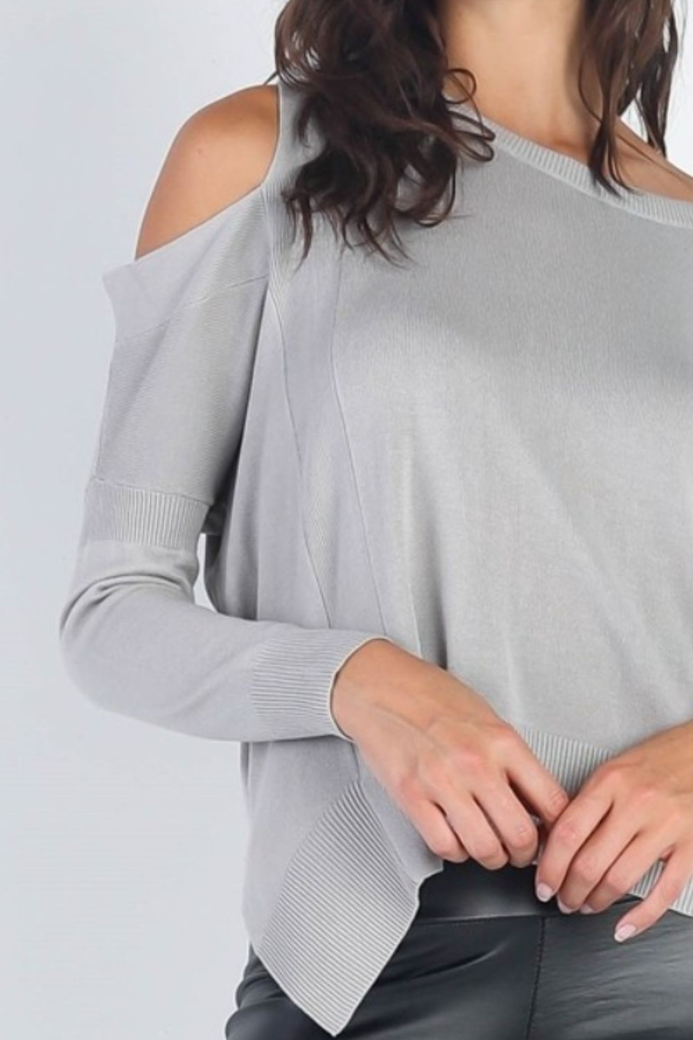 Long-Sleeve Cold Shoulder Knit Top - ThingsWeUseAndLove 