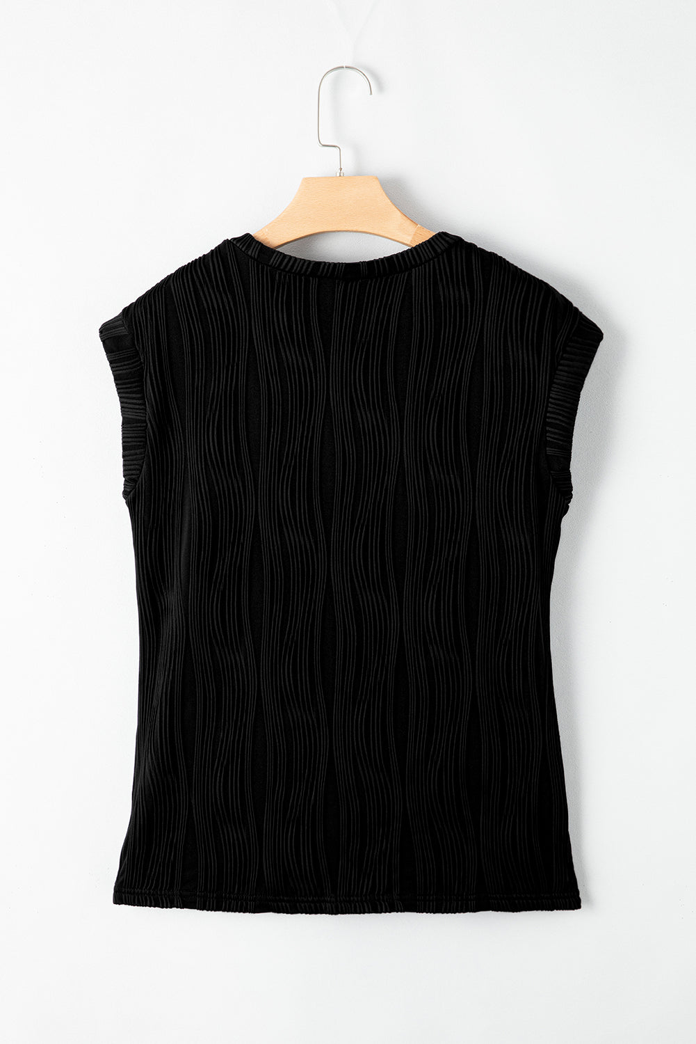 Wavy Textured Cap Sleeve Top - ThingsWeUseAndLove 
