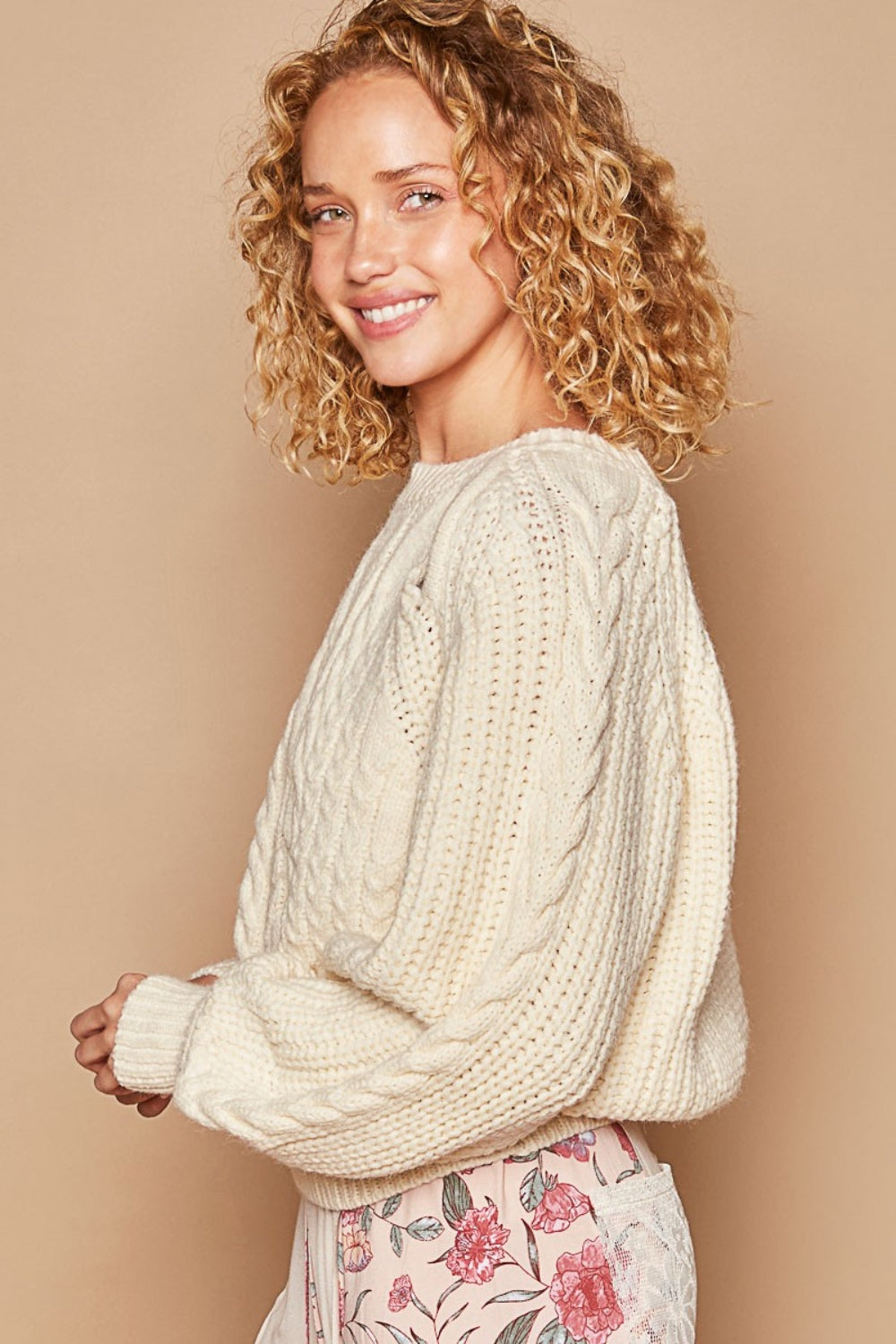 Cable Knit Cutout Long Sleeve Sweater - ThingsWeUseAndLove 