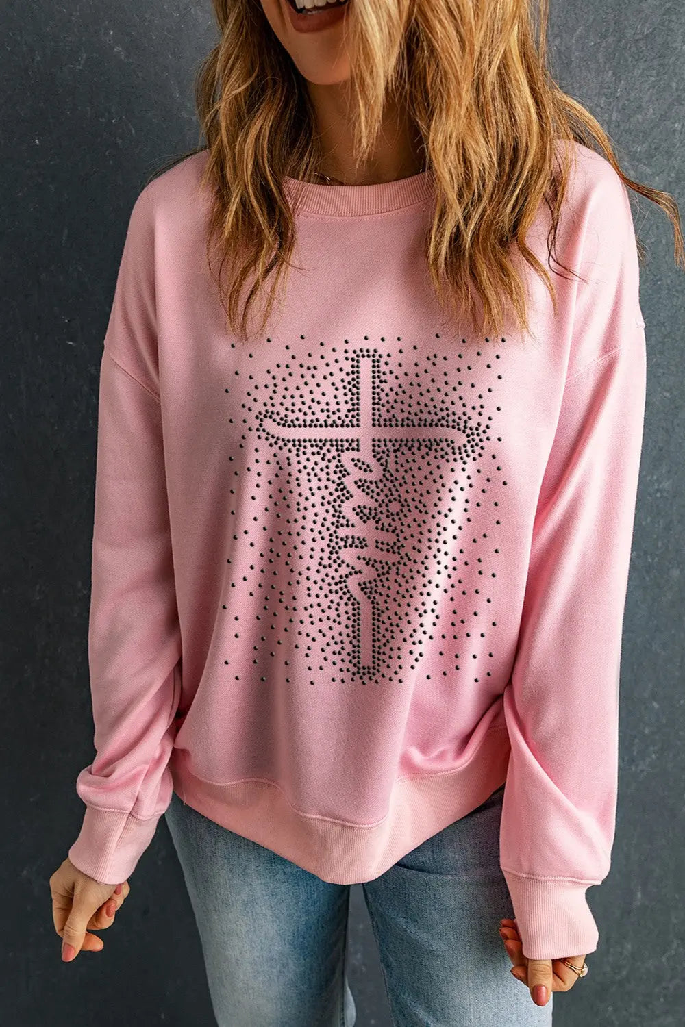 Faith Graphic Round Neck Long Sleeve Sweatshirt - ThingsWeUseAndLove 