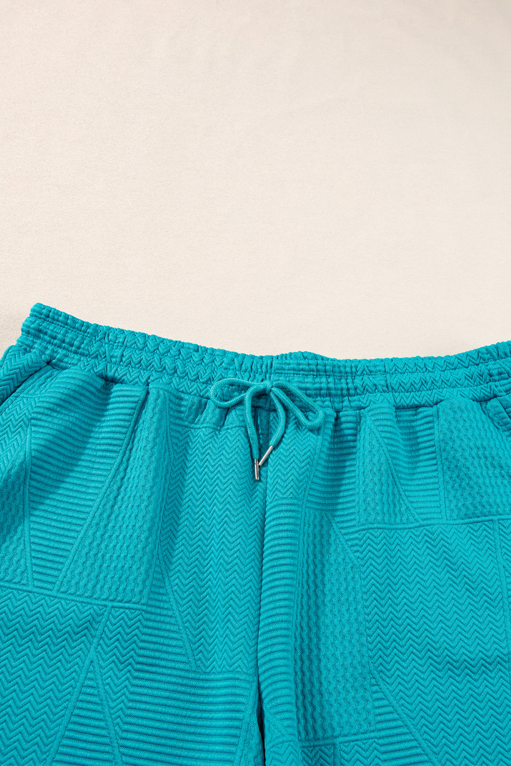 Dark Green Textured Ruffle Split Top and Drawstring Shorts - ThingsWeUseAndLove 