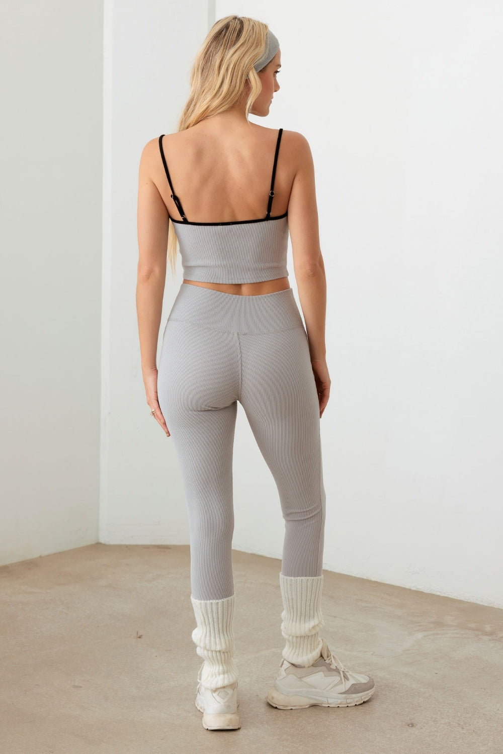 Ribbed Crop Cami and High Waist Brushed Leggings Set - ThingsWeUseAndLove 