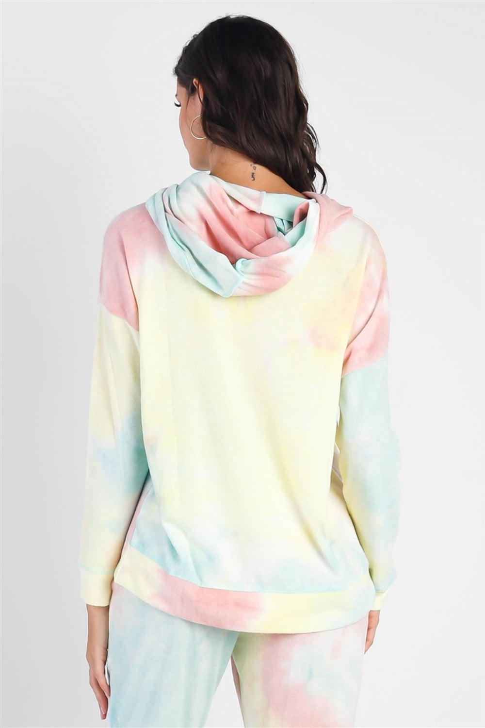 Cherish Apparel Drawstring Tie-Dye Dropped Shoulder Hoodie - ThingsWeUseAndLove 