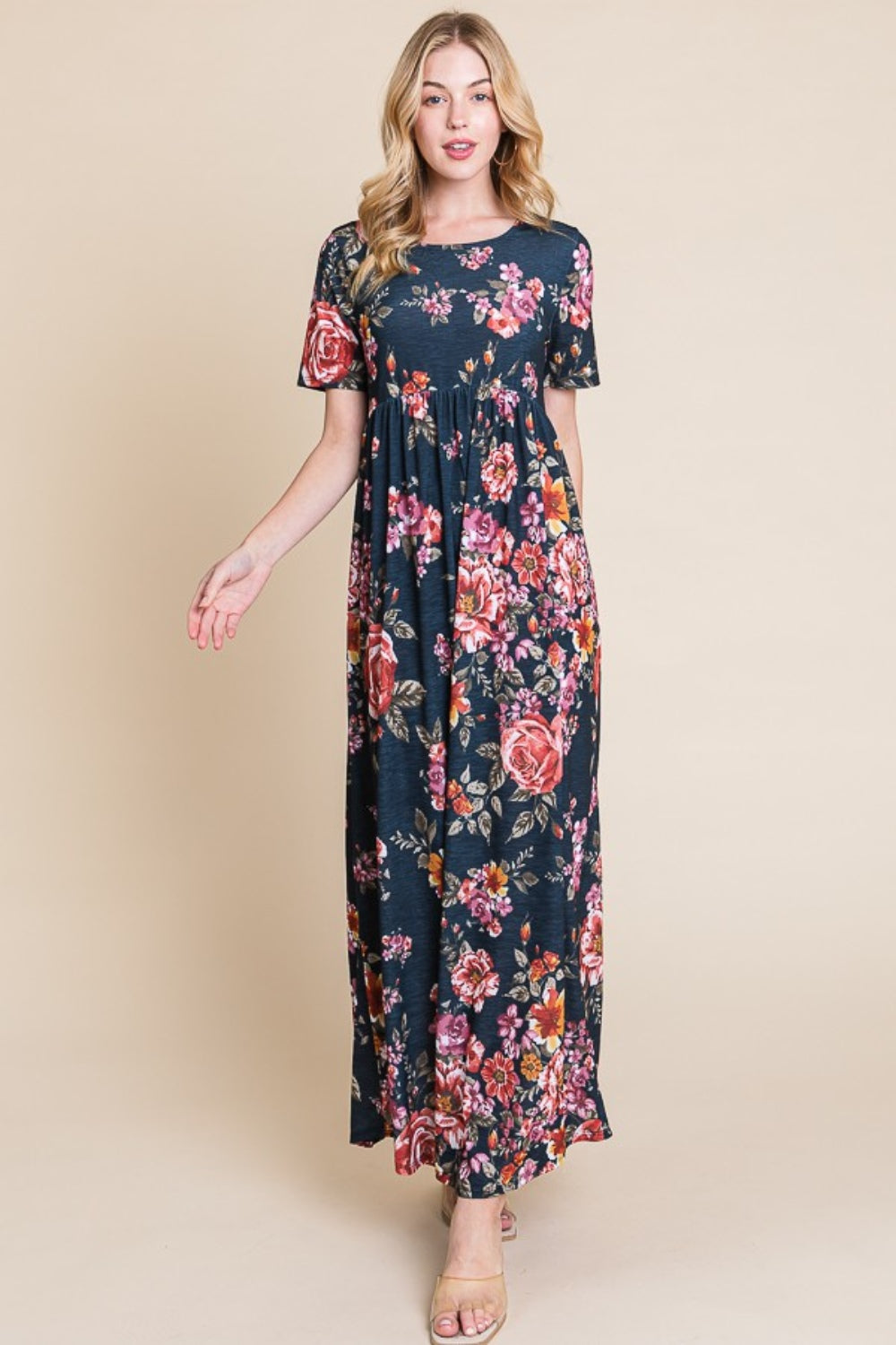 Floral Short Sleeve Maxi Dress - ThingsWeUseAndLove Floral-XL