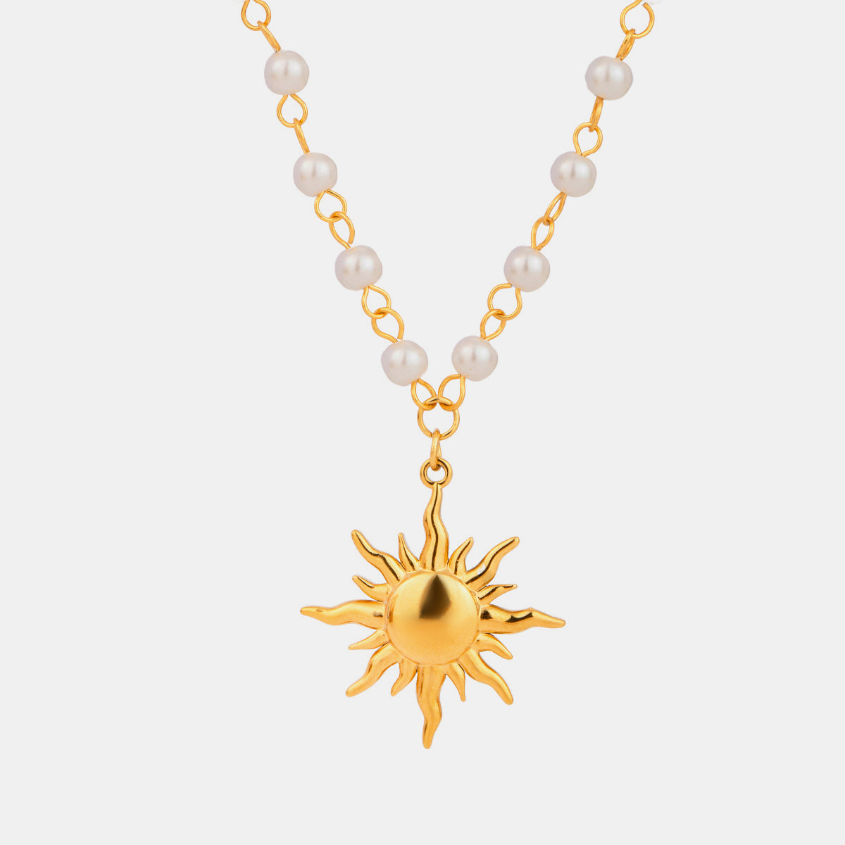 18K Gold-Plated Pearl Sun Necklace - ThingsWeUseAndLove Gold-One-Size