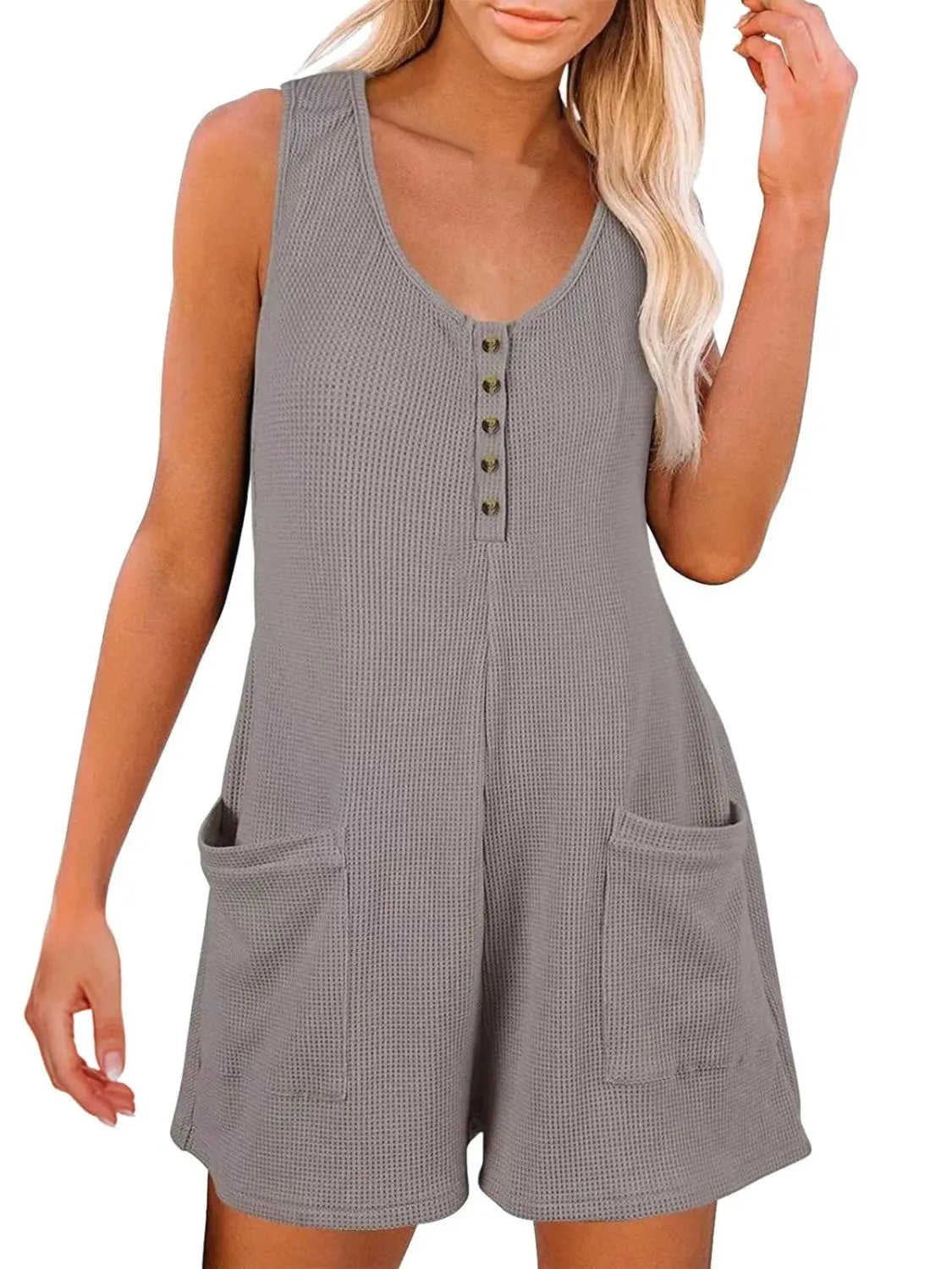 Size Inclusive Pocketed Scoop Neck Sleeveless Romper - ThingsWeUseAndLove 