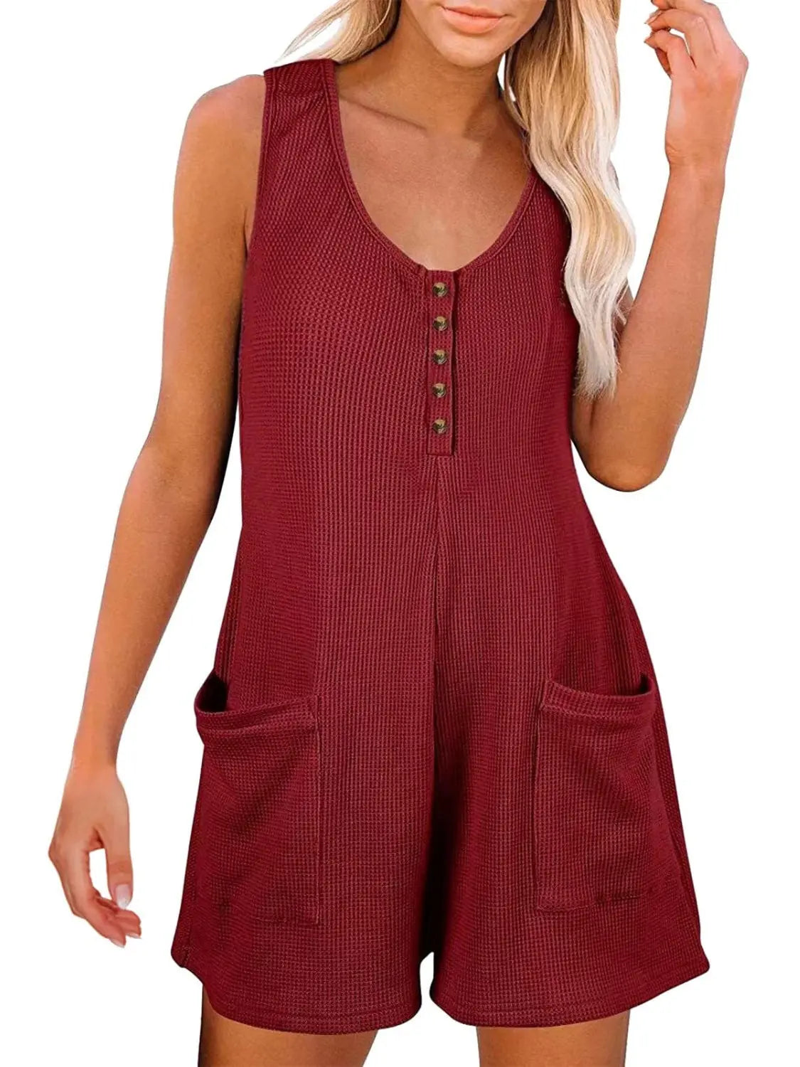 Size Inclusive Pocketed Scoop Neck Sleeveless Romper - ThingsWeUseAndLove 