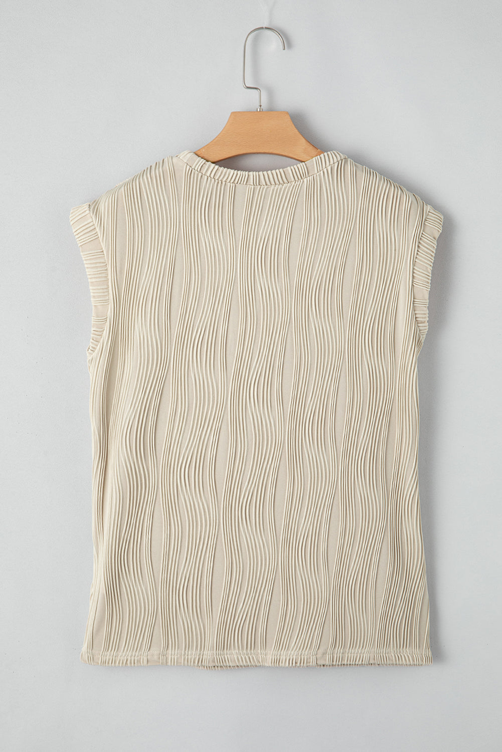Wavy Textured Cap Sleeve Top - ThingsWeUseAndLove 