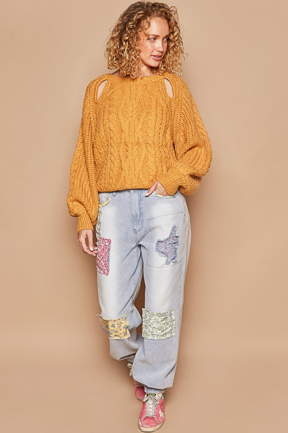 Cable Knit Cutout Long Sleeve Sweater - ThingsWeUseAndLove 