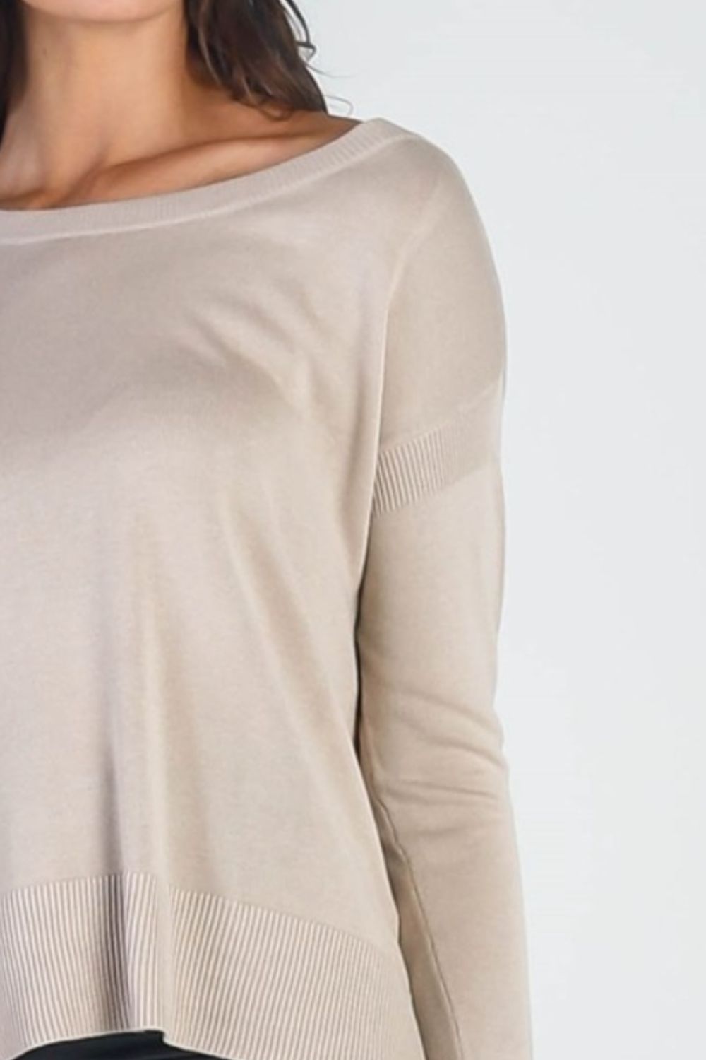 Long-Sleeve Cold Shoulder Knit Top - ThingsWeUseAndLove 