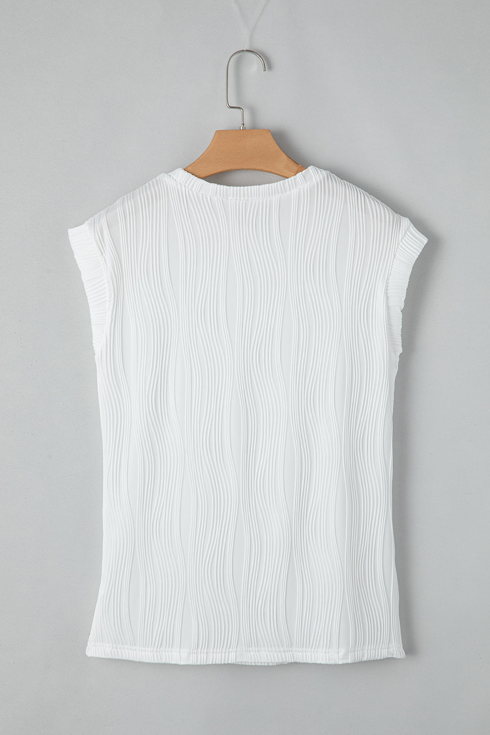 Wavy Textured Cap Sleeve Top - ThingsWeUseAndLove 