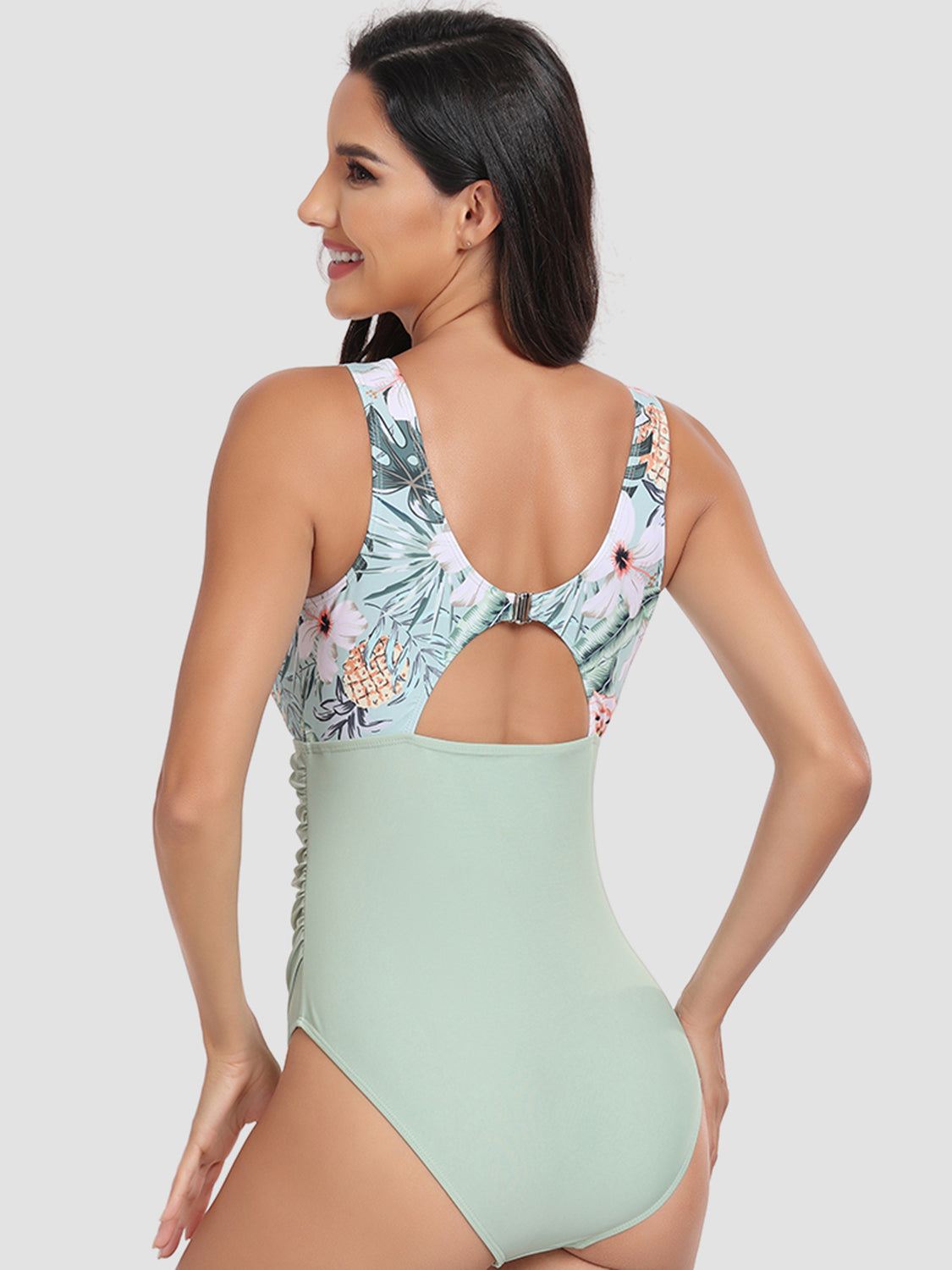 Cutout Printed Round Neck One-Piece Swimwear - ThingsWeUseAndLove 