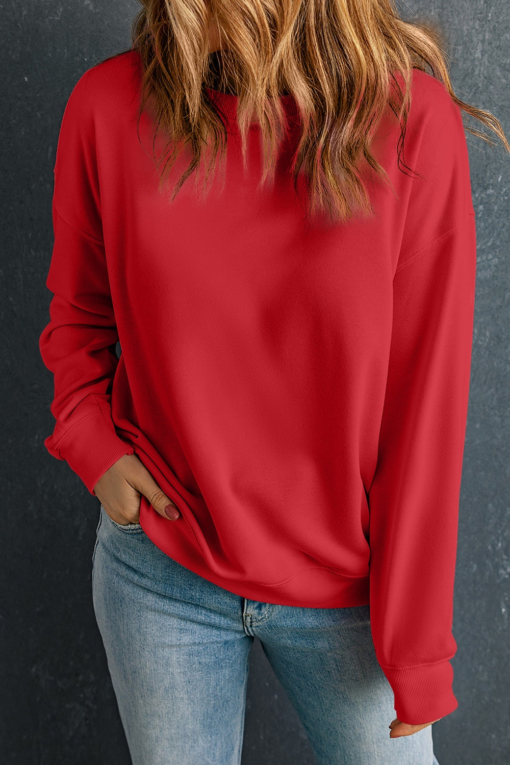 Irha Dropped Shoulder Round Neck  Sweatshirt - ThingsWeUseAndLove 