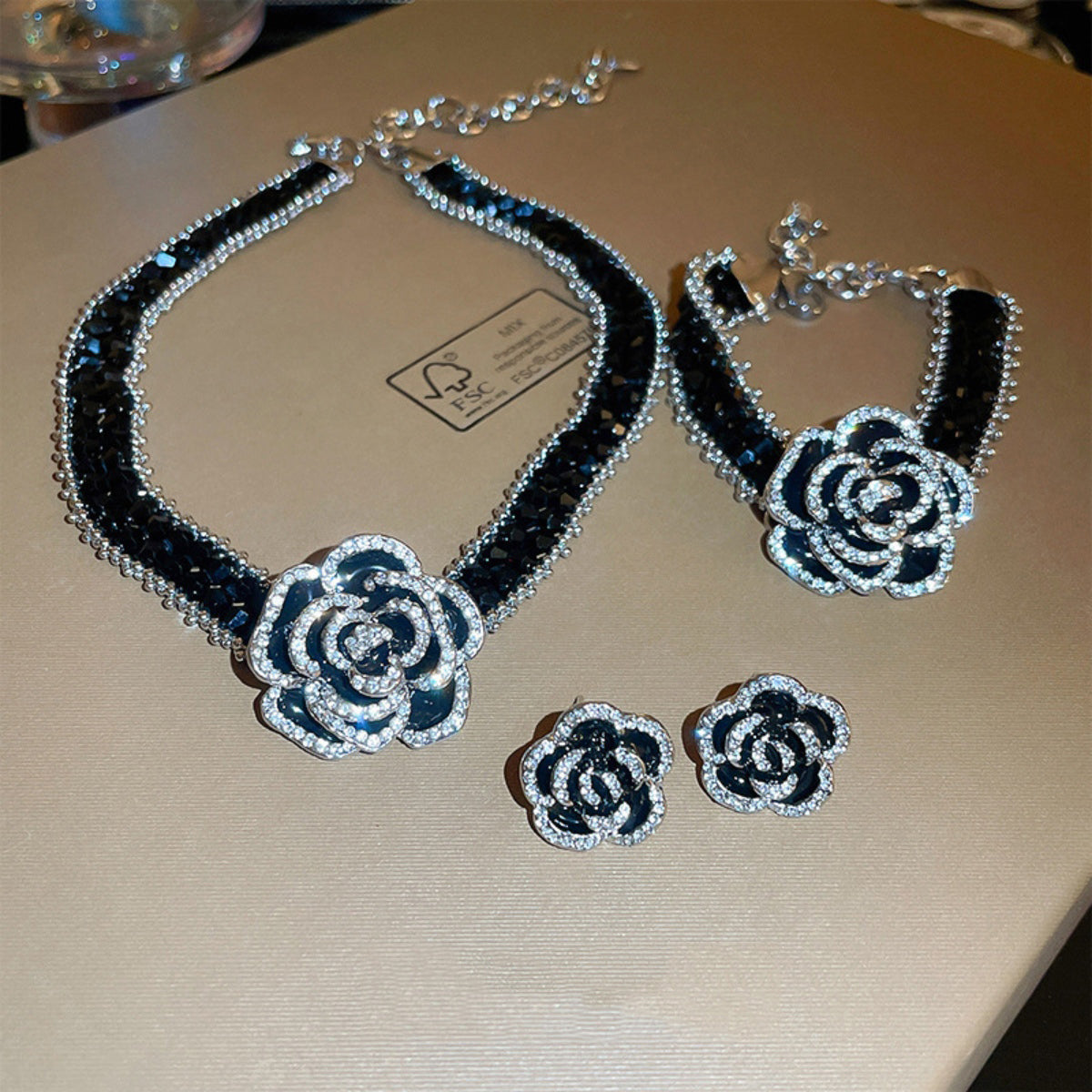 Alloy Crystal Rose Necklace - ThingsWeUseAndLove 