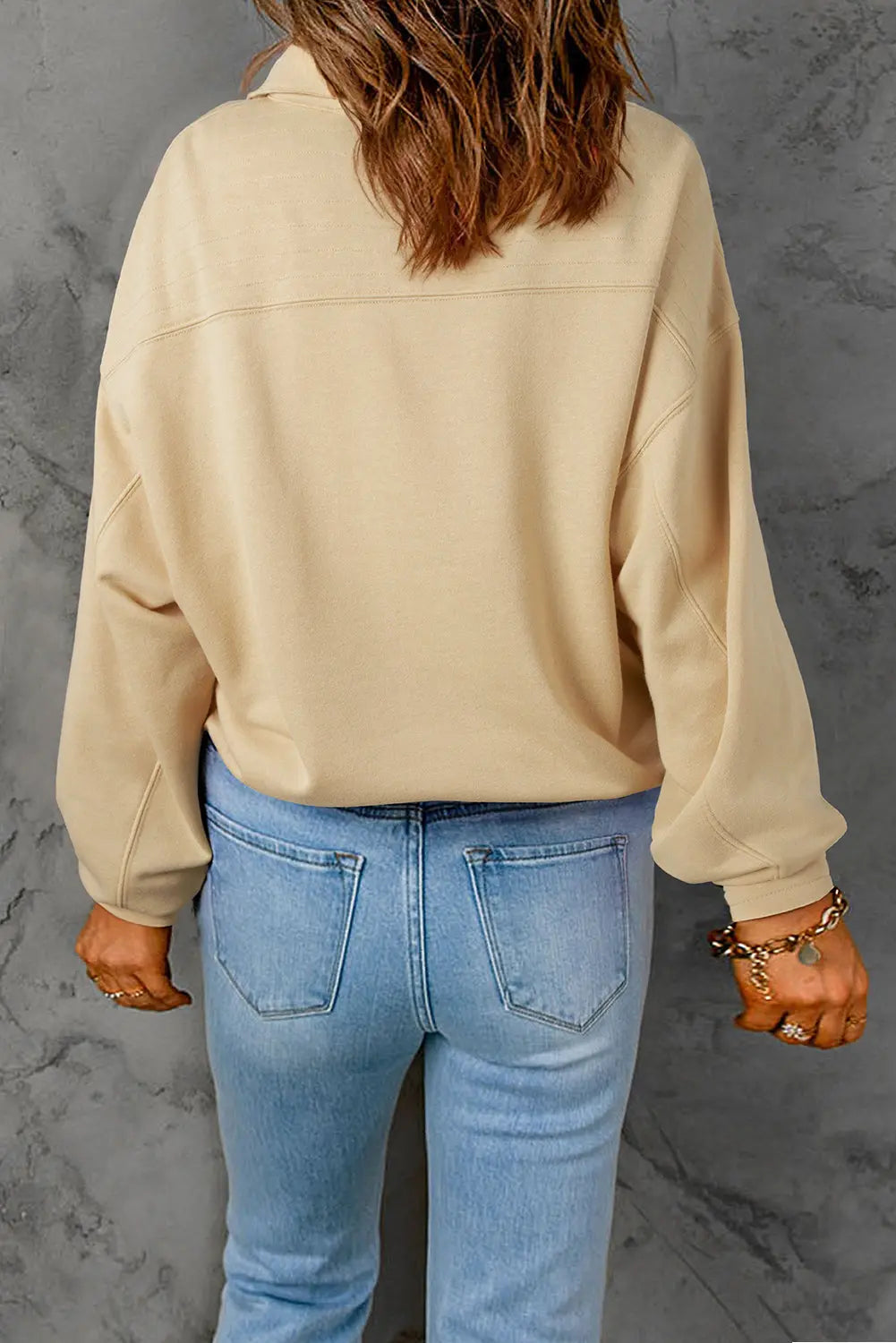 Long Sleeve Half Snap Sweatshirt - ThingsWeUseAndLove 