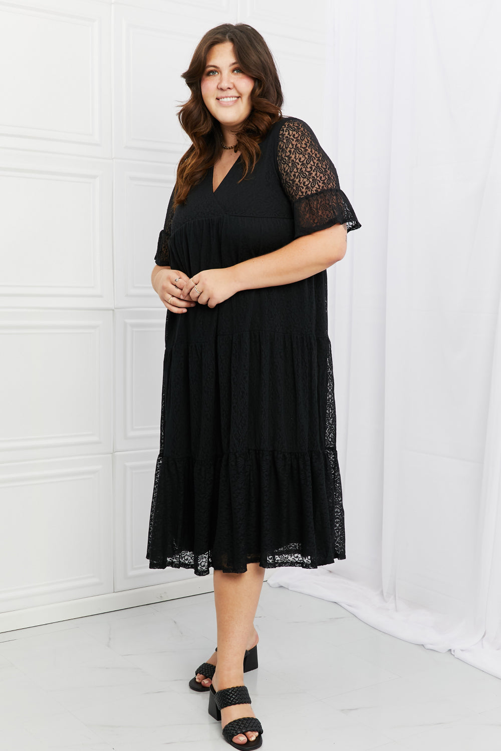 Black Lace Tiered Dress - ThingsWeUseAndLove 