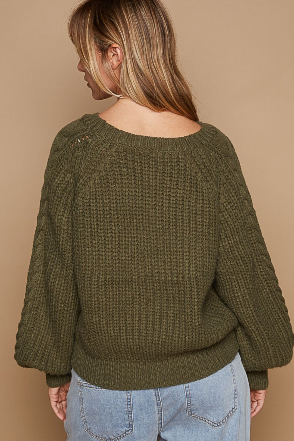 Cable Knit Cutout Long Sleeve Sweater - ThingsWeUseAndLove 