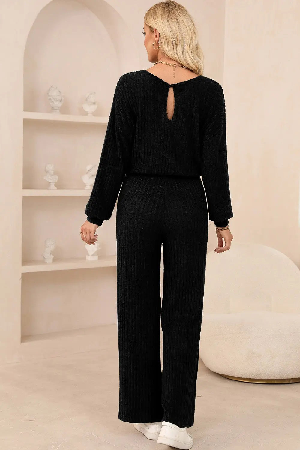 Olga Round Neck Long Sleeve Jumpsuit - ThingsWeUseAndLove 