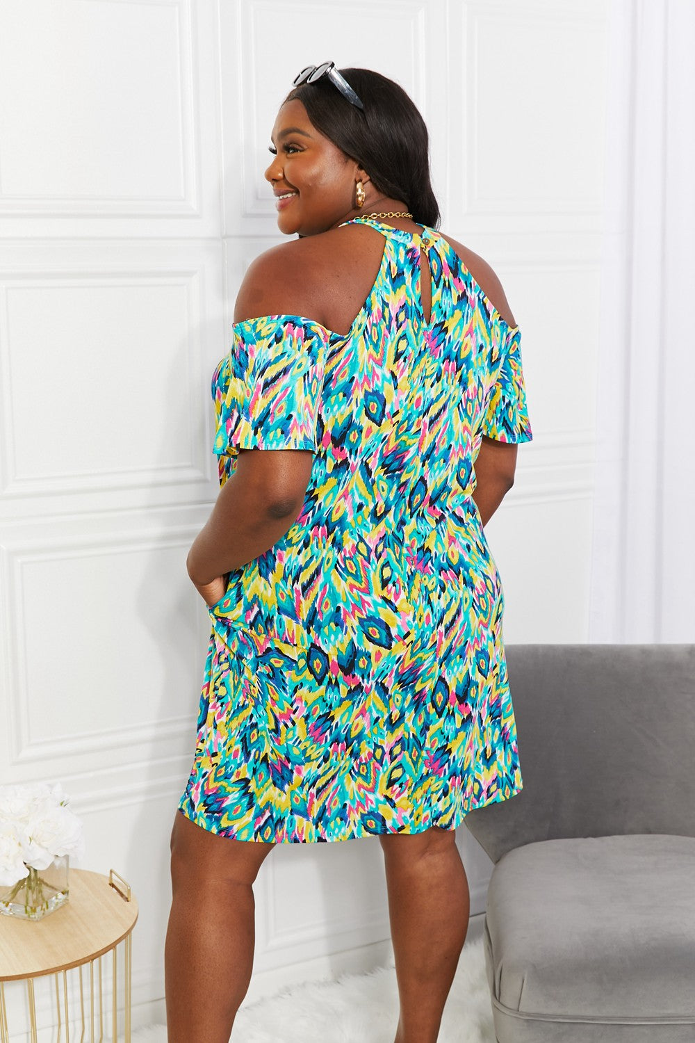 Perfect Paradise Printed Cold-Shoulder Dress - ThingsWeUseAndLove 