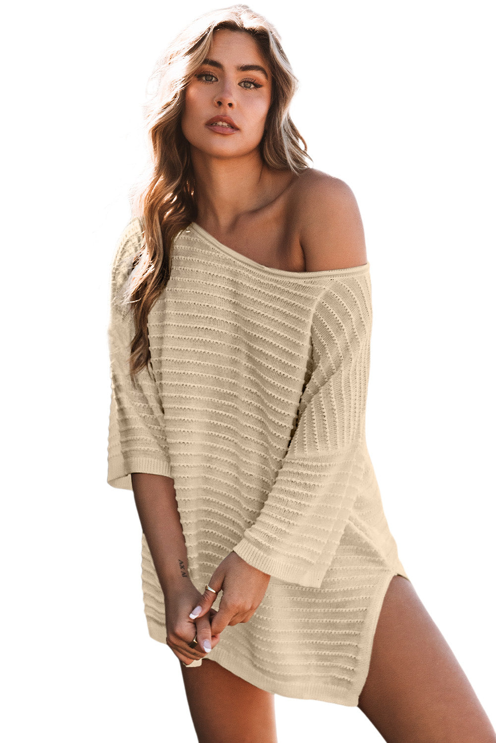 Casual Solid Rib-Knit Short Sleeve Top - ThingsWeUseAndLove 