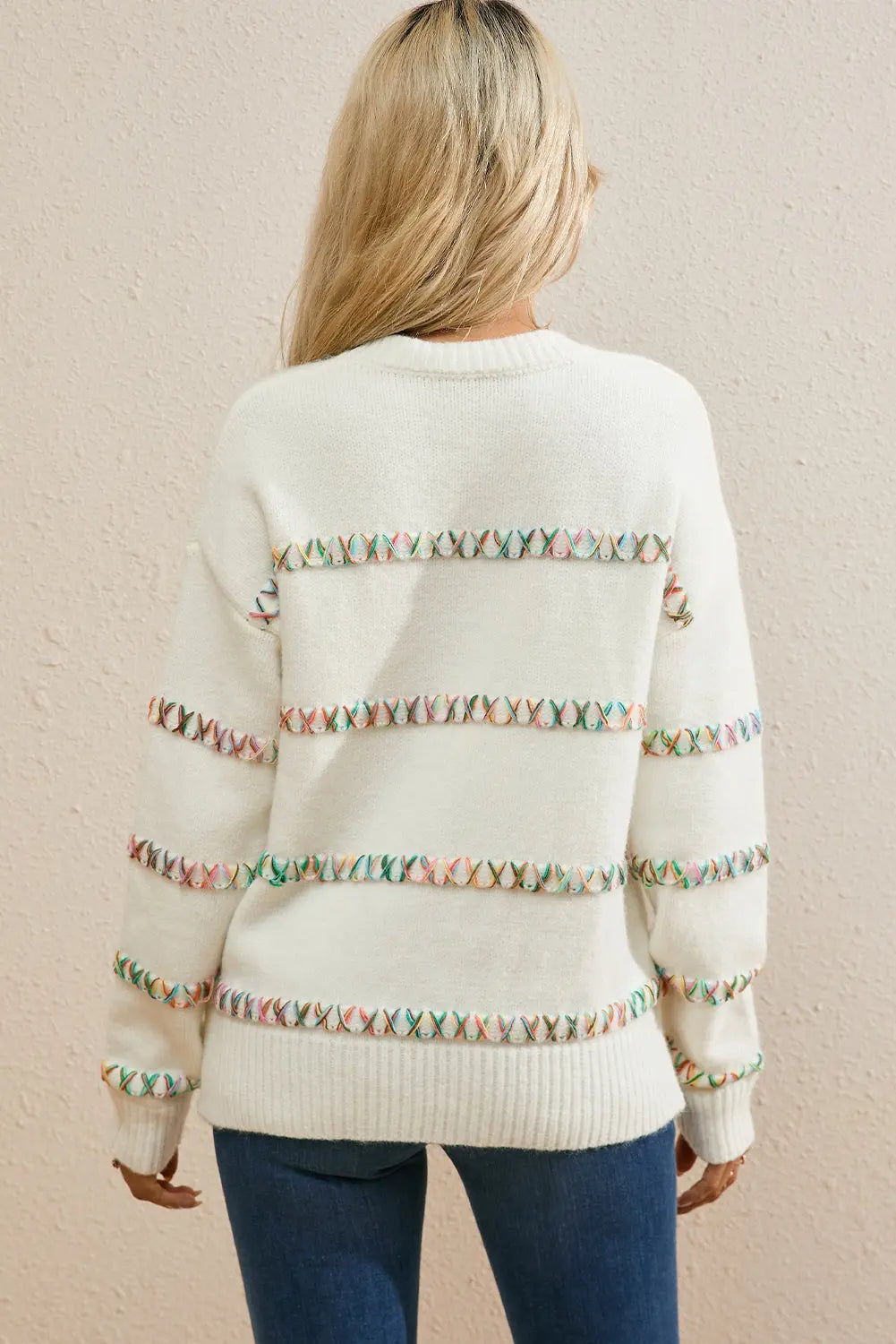 Round Neck Long Sleeve Sweater - ThingsWeUseAndLove 