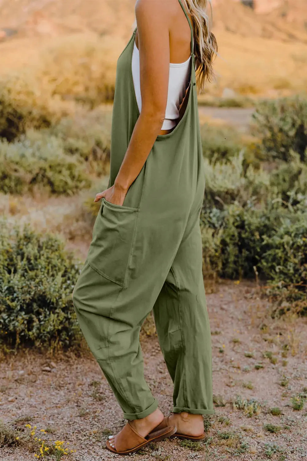 Dakota Size Inclusive V-Neck Sleeveless Jumpsuit with Pockets - ThingsWeUseAndLove 