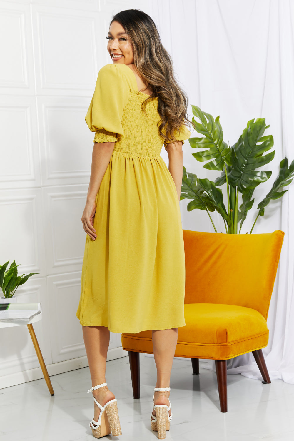 Love You Forever Square Neck Midi Dress - ThingsWeUseAndLove 