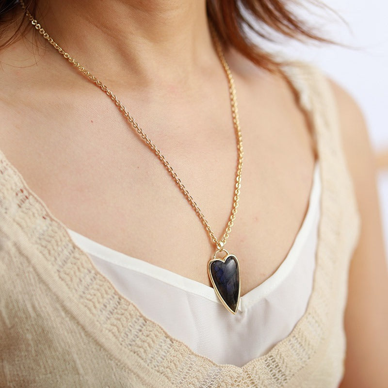 Copper Labradorite Heart Shape Necklace - ThingsWeUseAndLove 