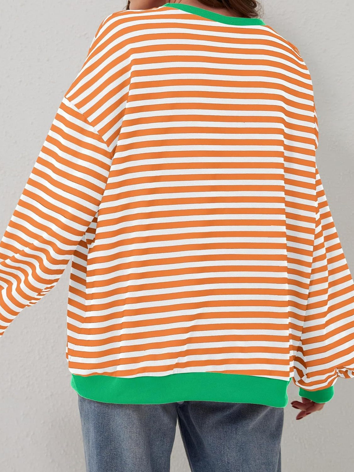 Aviana Contrast Striped Long Sleeve Sweatshirt - ThingsWeUseAndLove 