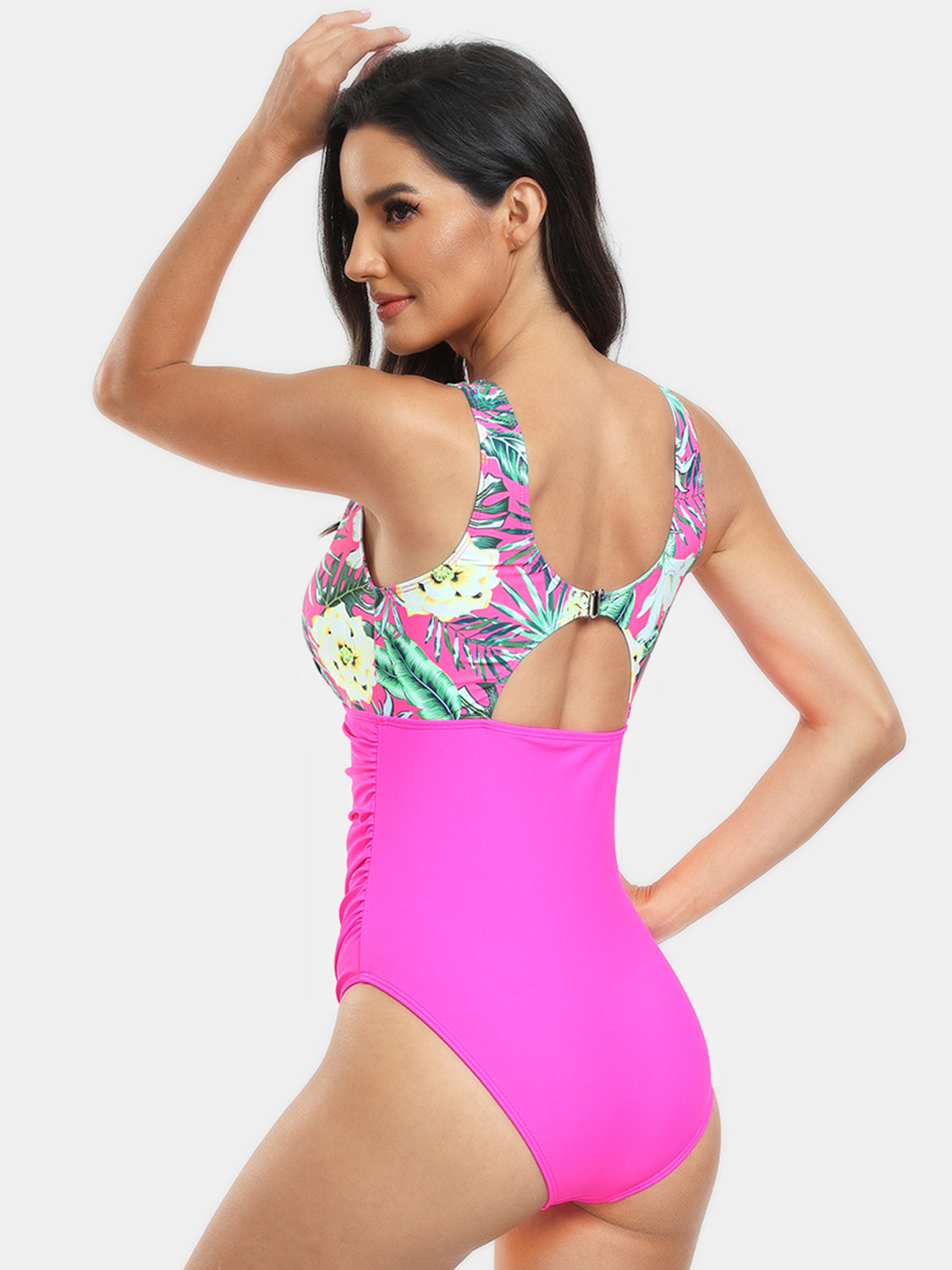 Cutout Printed Round Neck One-Piece Swimwear - ThingsWeUseAndLove 