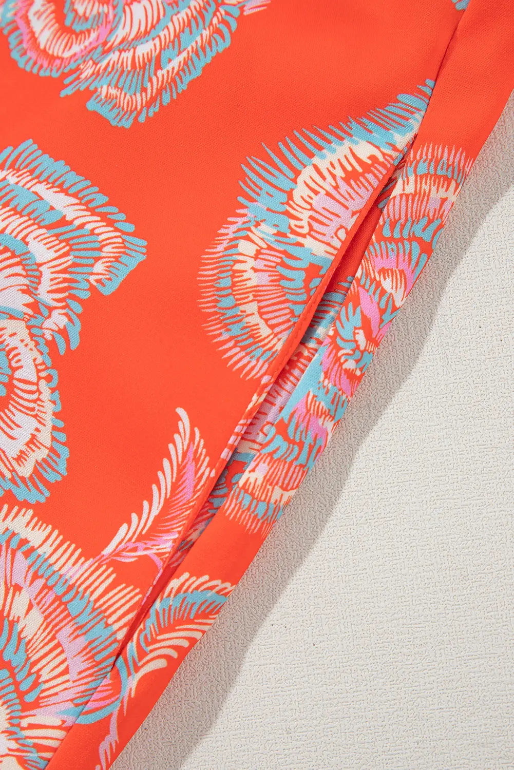 Red Floral Print Lapel Collar Loose Shirt Mini Dress - ThingsWeUseAndLove 