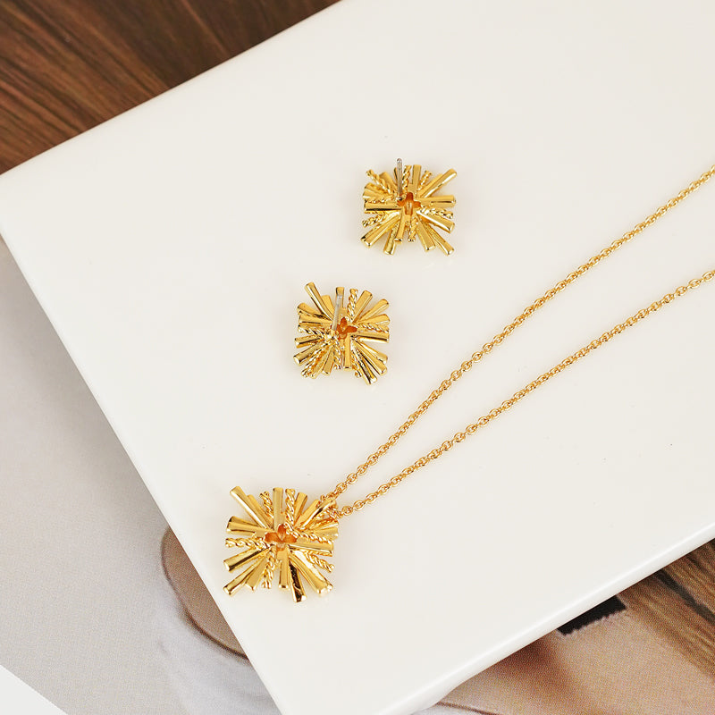 Starburst Gold-Plated Earrings and Necklace Set - ThingsWeUseAndLove 