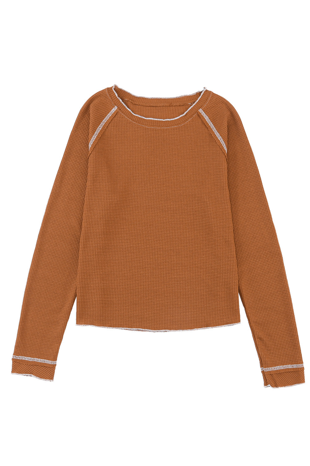 Exposed Seam Textured Pullover Long Sleeve Top - ThingsWeUseAndLove 