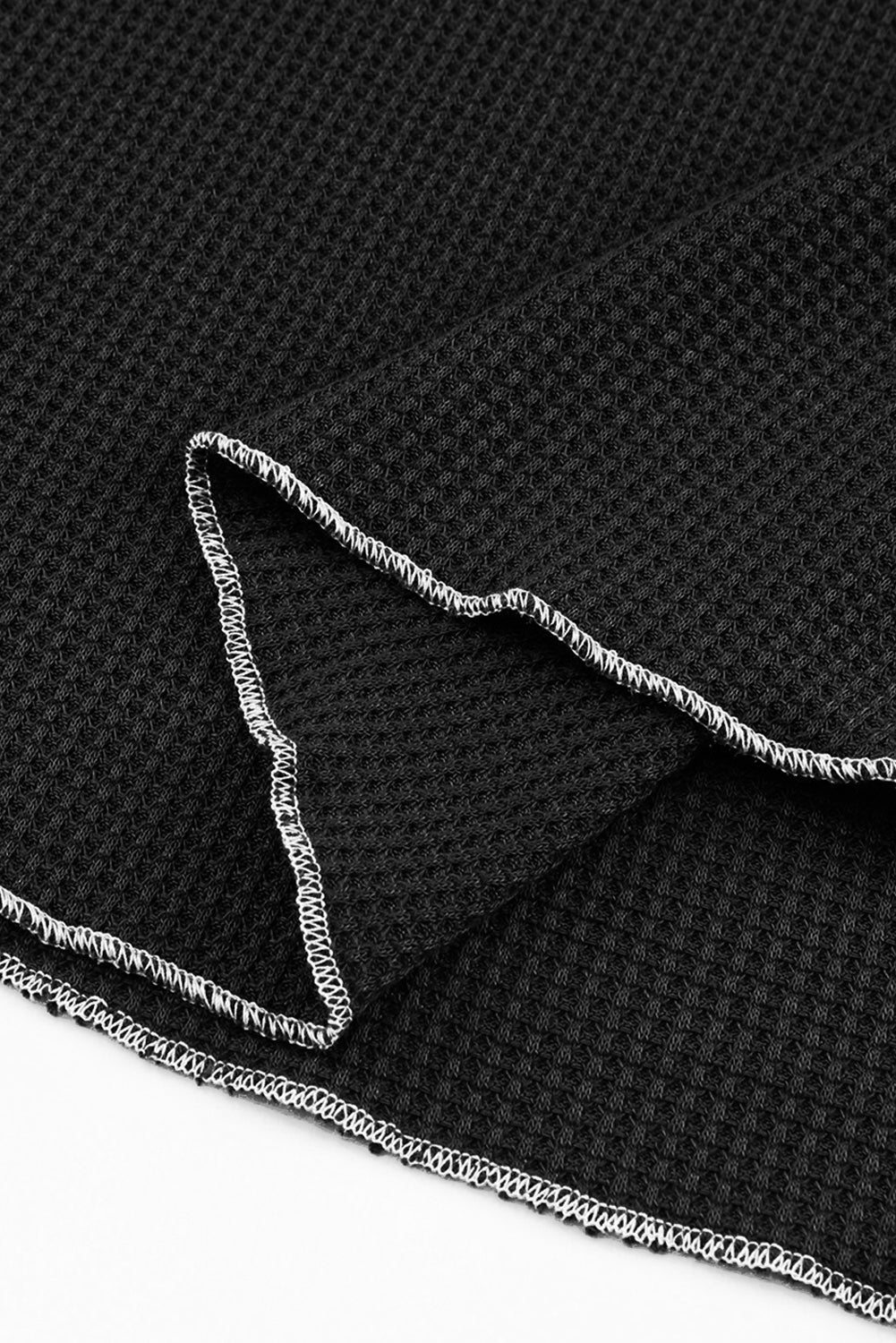 Blue Exposed Seam Textured Pullover Long Sleeve Top