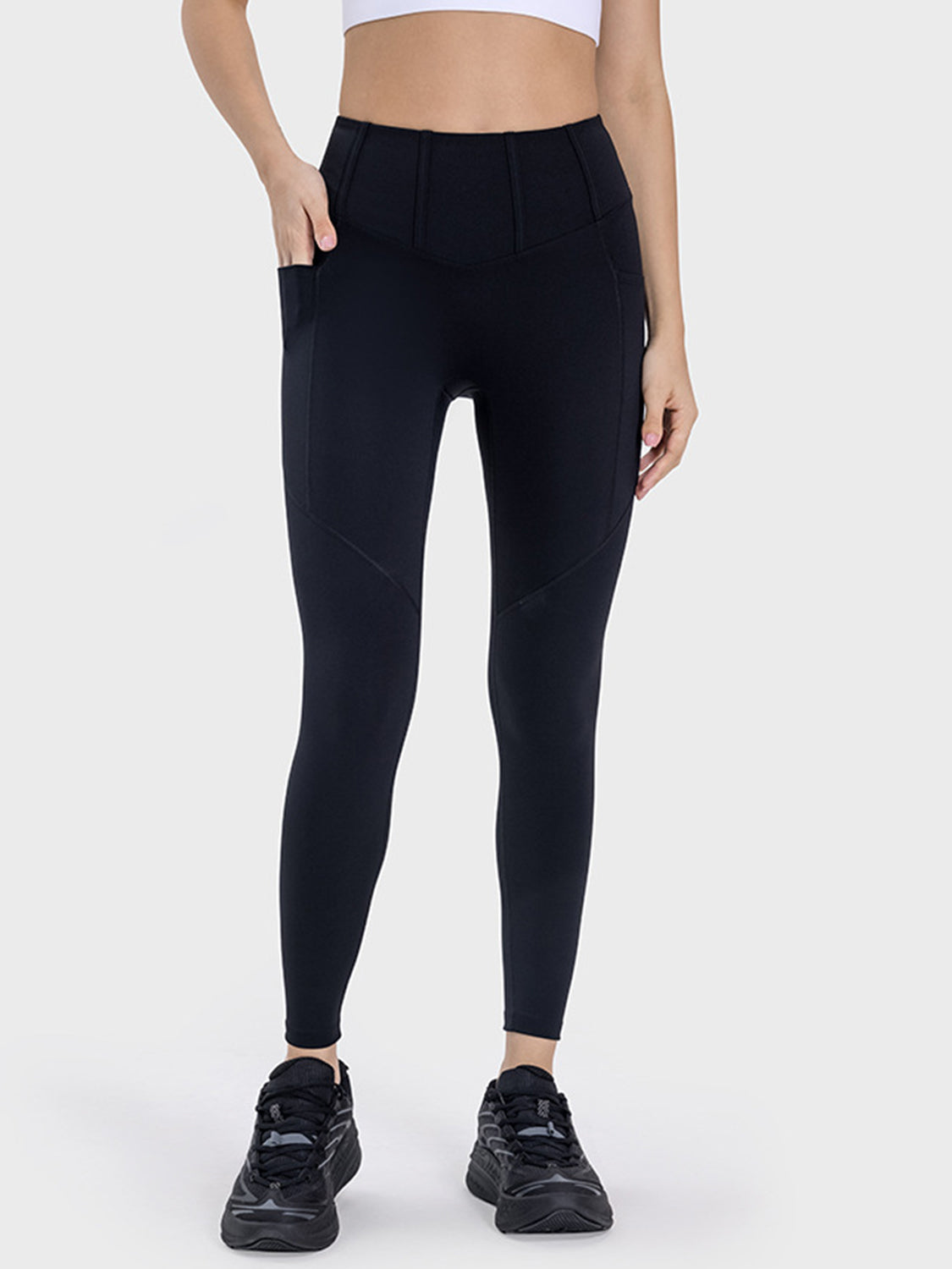 Jill High Waist Pocketed Active Leggings - ThingsWeUseAndLove Black-12