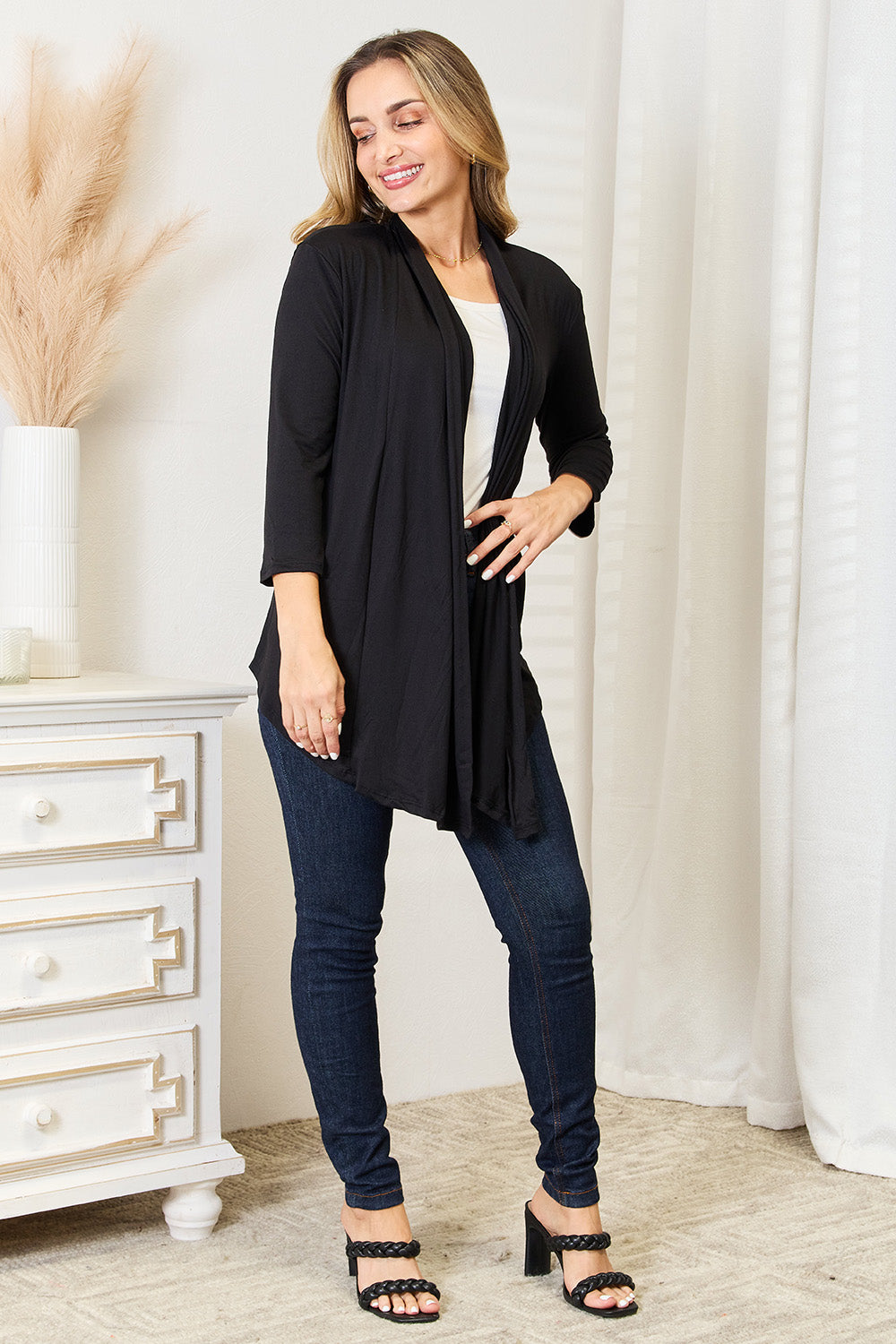 Black Open Front Cardigan - ThingsWeUseAndLove