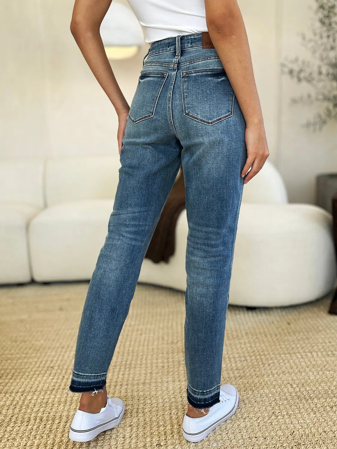 Tawny Judy Blue Size Inclusive Mid Rise Rigid Magic Release Hem Jeans - ThingsWeUseAndLove 