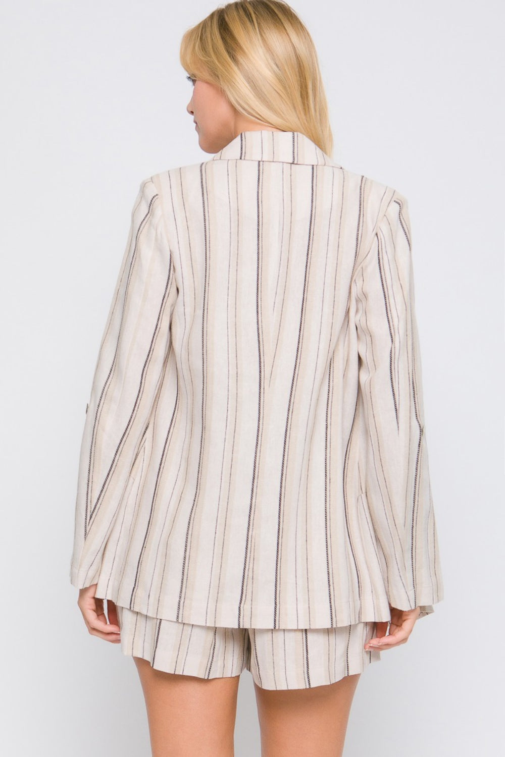 Love Tree Linen Woven Striped Blazer - ThingsWeUseAndLove 