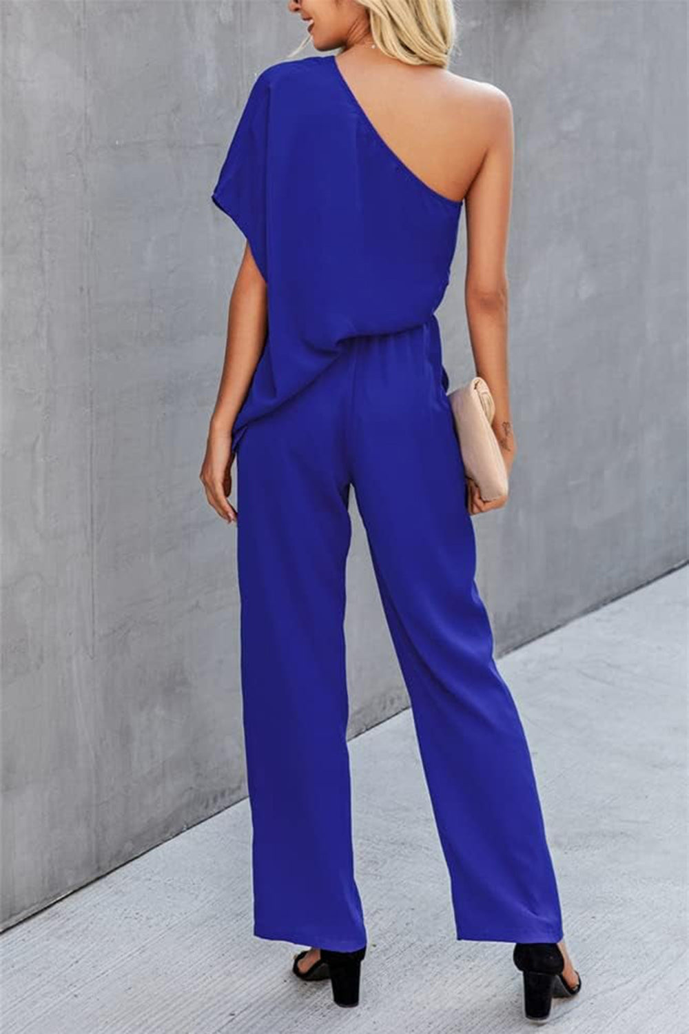 Helen Single Shoulder Short Sleeve Jumpsuit - ThingsWeUseAndLove 