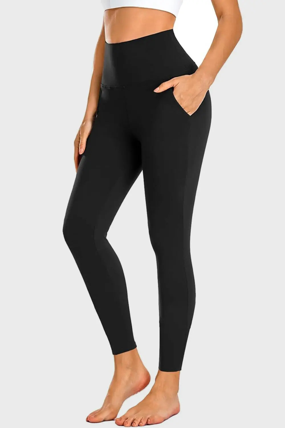 Pocketed High Waist Active Leggings - ThingsWeUseAndLove Black-2XL