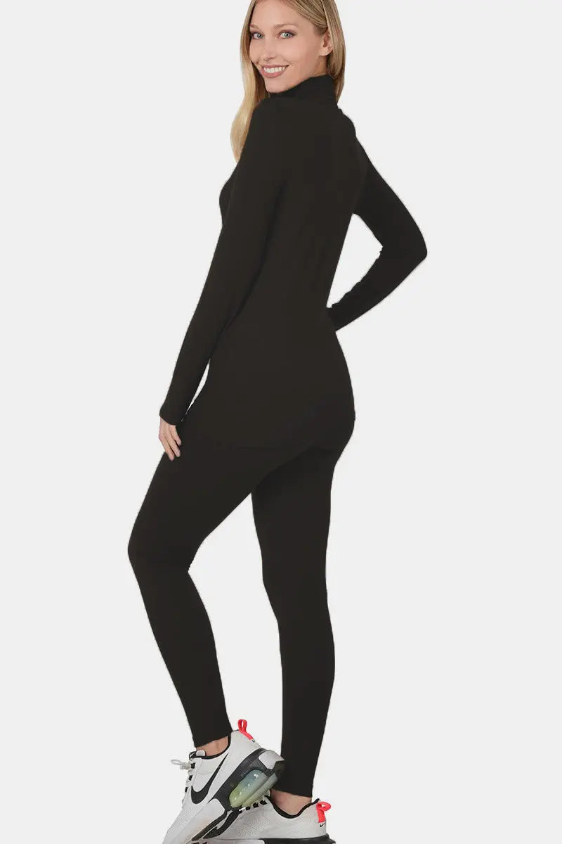 Turtleneck Top and Leggings Lounge Set - ThingsWeUseAndLove 