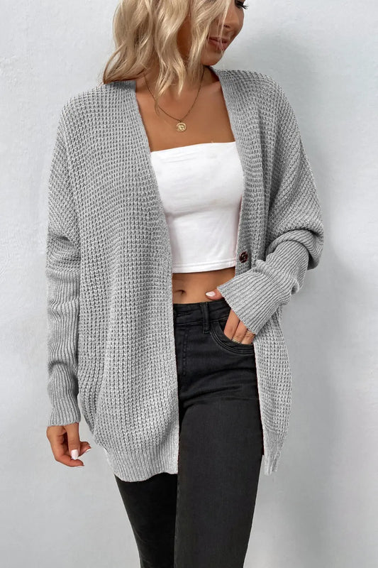 Jovie Open Front Dropped Shoulder Cardigan - ThingsWeUseAndLove Dark-Gray-XL