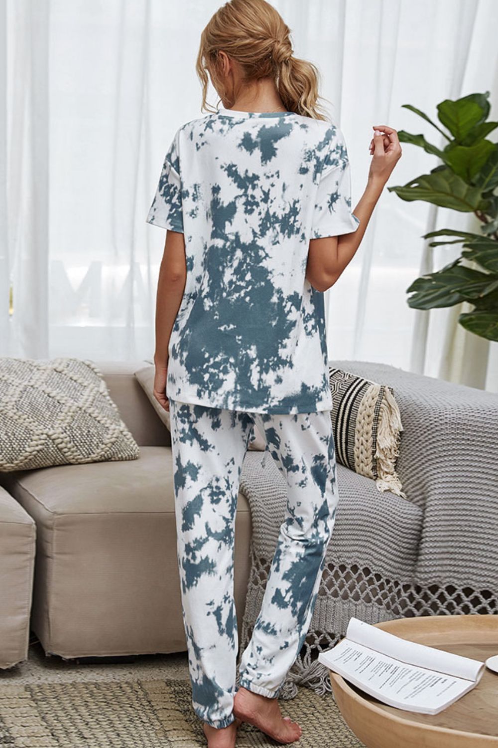 Addison Tie-Dye Tee & Drawstring Waist Joggers Lounge Set - ThingsWeUseAndLove 